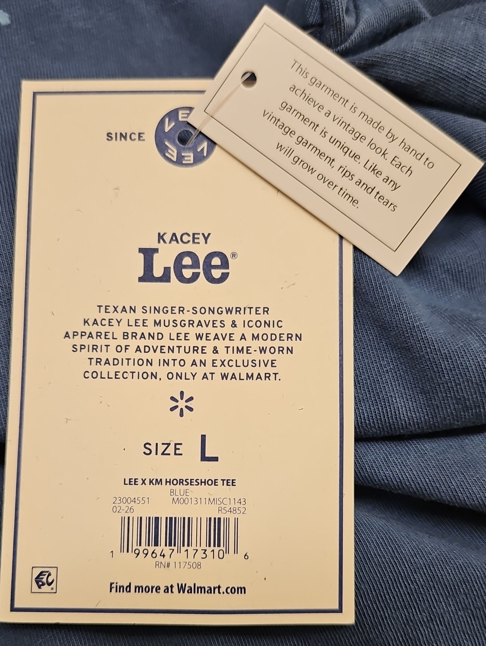 Kacey Lee Musgraves x Lee Horseshoe Tee L Blue Distressed Oversized T-Shirt - Picture 4 of 4